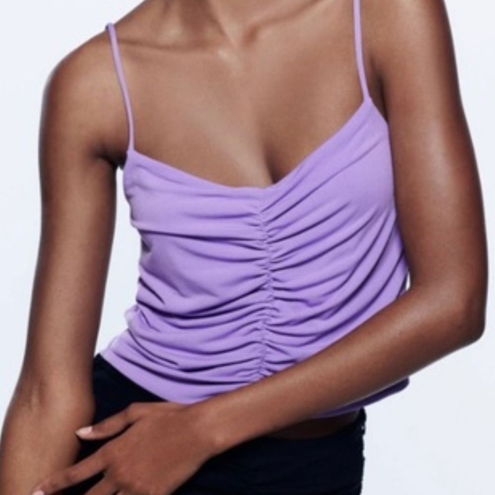 Zara Lavender Ruched Camisole Lilac NWT Size Medium